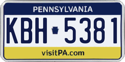 PA license plate KBH5381