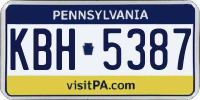 PA license plate KBH5387