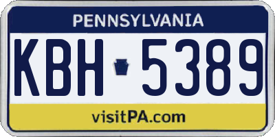 PA license plate KBH5389