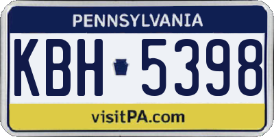 PA license plate KBH5398