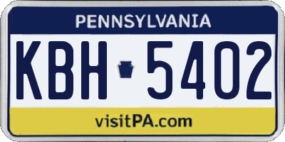 PA license plate KBH5402