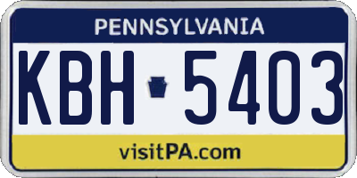 PA license plate KBH5403