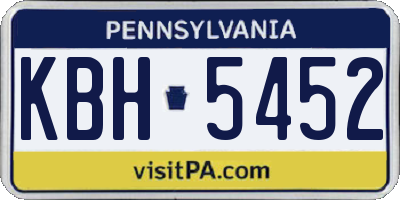 PA license plate KBH5452