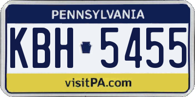 PA license plate KBH5455