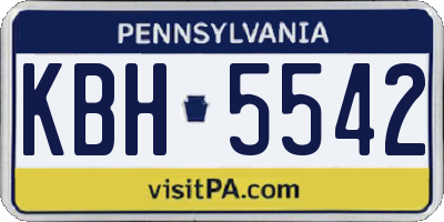 PA license plate KBH5542