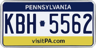 PA license plate KBH5562