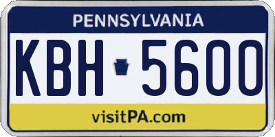 PA license plate KBH5600