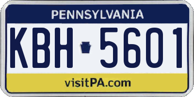 PA license plate KBH5601