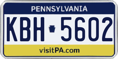PA license plate KBH5602