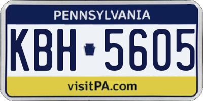 PA license plate KBH5605