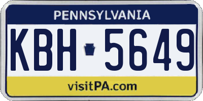 PA license plate KBH5649