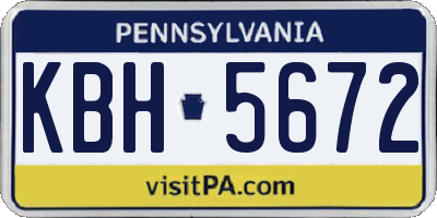 PA license plate KBH5672