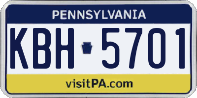 PA license plate KBH5701