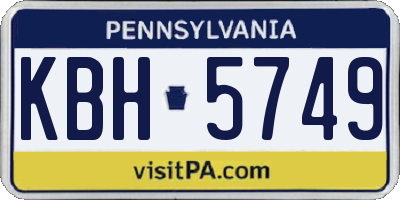 PA license plate KBH5749