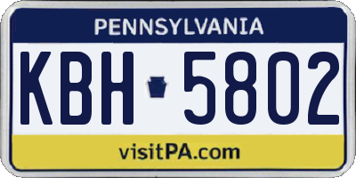 PA license plate KBH5802