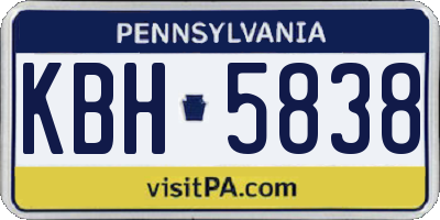 PA license plate KBH5838