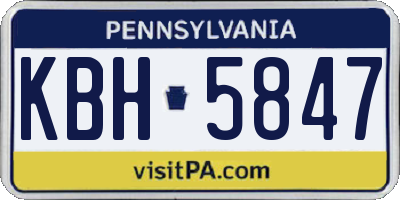 PA license plate KBH5847