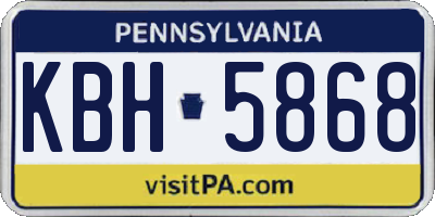 PA license plate KBH5868