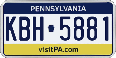 PA license plate KBH5881