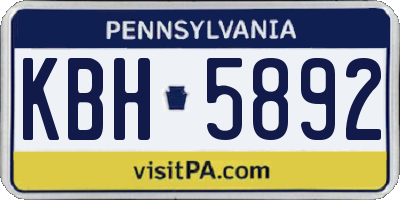 PA license plate KBH5892