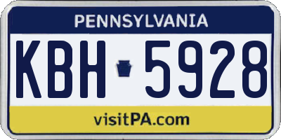 PA license plate KBH5928