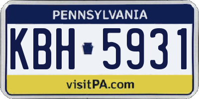PA license plate KBH5931