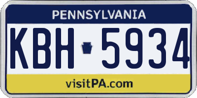 PA license plate KBH5934