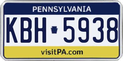 PA license plate KBH5938