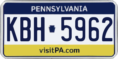 PA license plate KBH5962