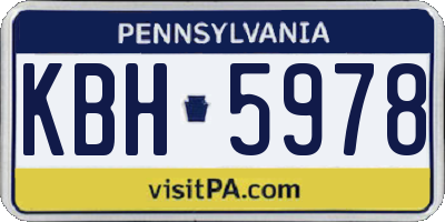 PA license plate KBH5978