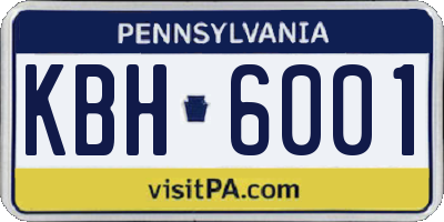 PA license plate KBH6001