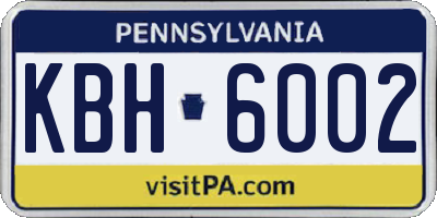 PA license plate KBH6002