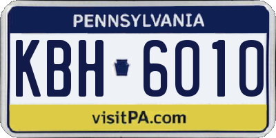 PA license plate KBH6010