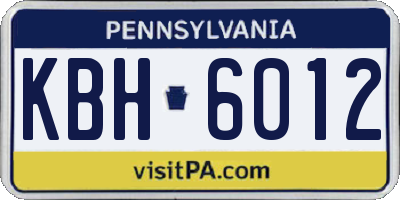 PA license plate KBH6012