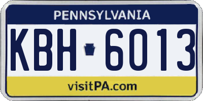PA license plate KBH6013