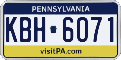 PA license plate KBH6071
