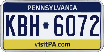 PA license plate KBH6072