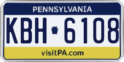PA license plate KBH6108