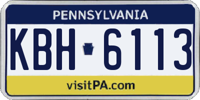 PA license plate KBH6113