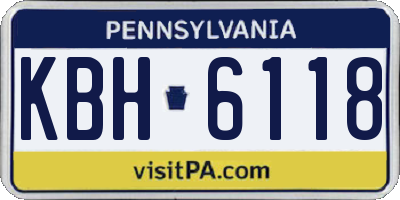 PA license plate KBH6118