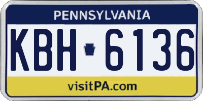 PA license plate KBH6136