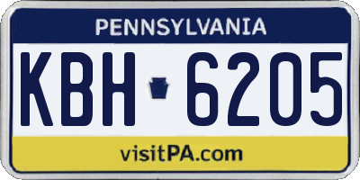 PA license plate KBH6205