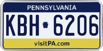 PA license plate KBH6206
