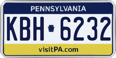 PA license plate KBH6232