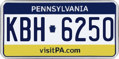 PA license plate KBH6250