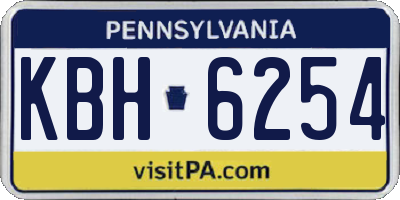 PA license plate KBH6254