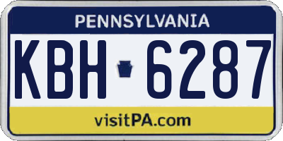 PA license plate KBH6287