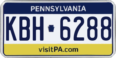 PA license plate KBH6288