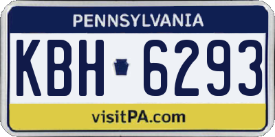 PA license plate KBH6293