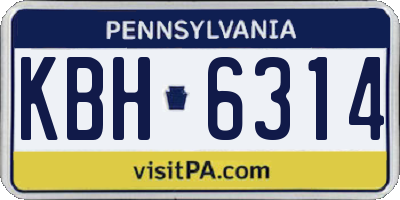 PA license plate KBH6314